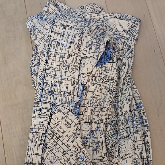 Map Print Mini Dress In Blue and White - Picture 1 of 1